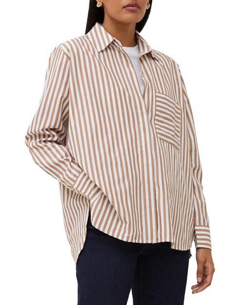 

Рубашка свободного кроя в толстую полоску Popover FRENCH CONNECTION, цвет White