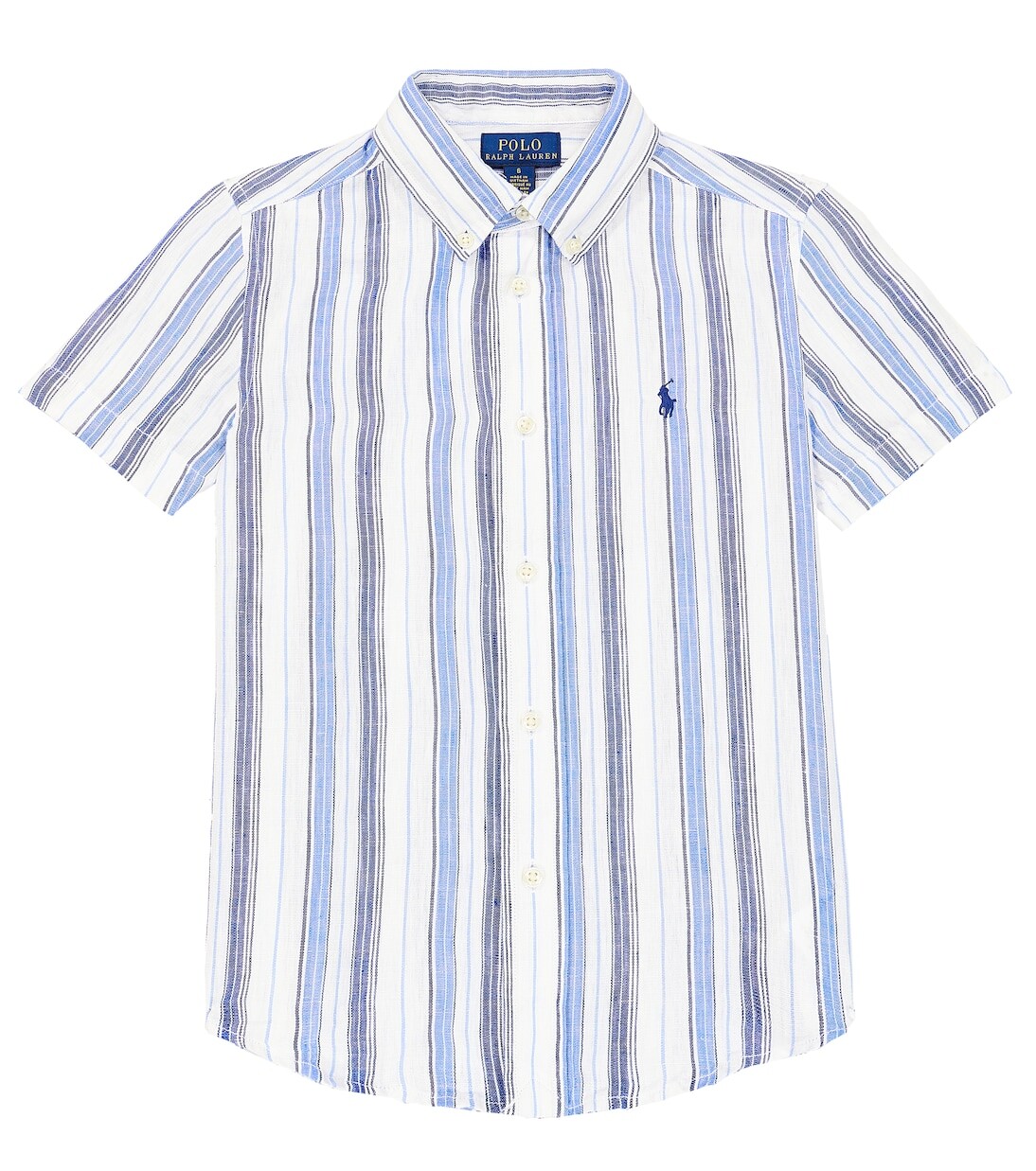 

Полосатая льняная рубашка с логотипом Polo Ralph Lauren, белый