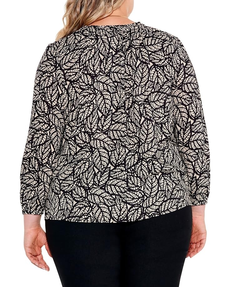 

Топ NIC+ZOE Plus Size Lacy Leaves Top, черный мульти
