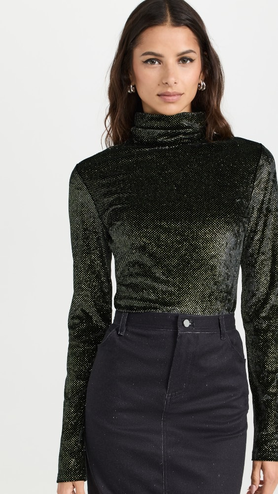 

Футболка BruceGlen Glitter Velvet Long Sleeve Turtleneck, зеленый