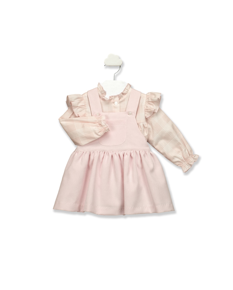 Розовый комплект для девочки с клетчатым принтом BABIDÚ, розовый платье для девочки в стиле хесусито с клетчатым принтом babidú черный