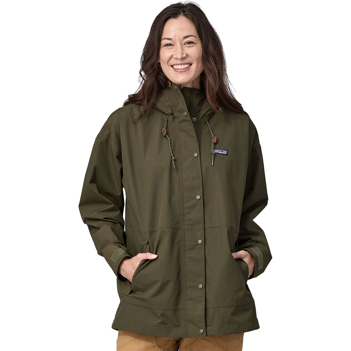 Повседневная дождевая куртка для улицы Patagonia, зеленый jacket women 2021 lightweight rain jacket windproof waterproof raincoat female hooded outdoor hiking long rain tops rainwear