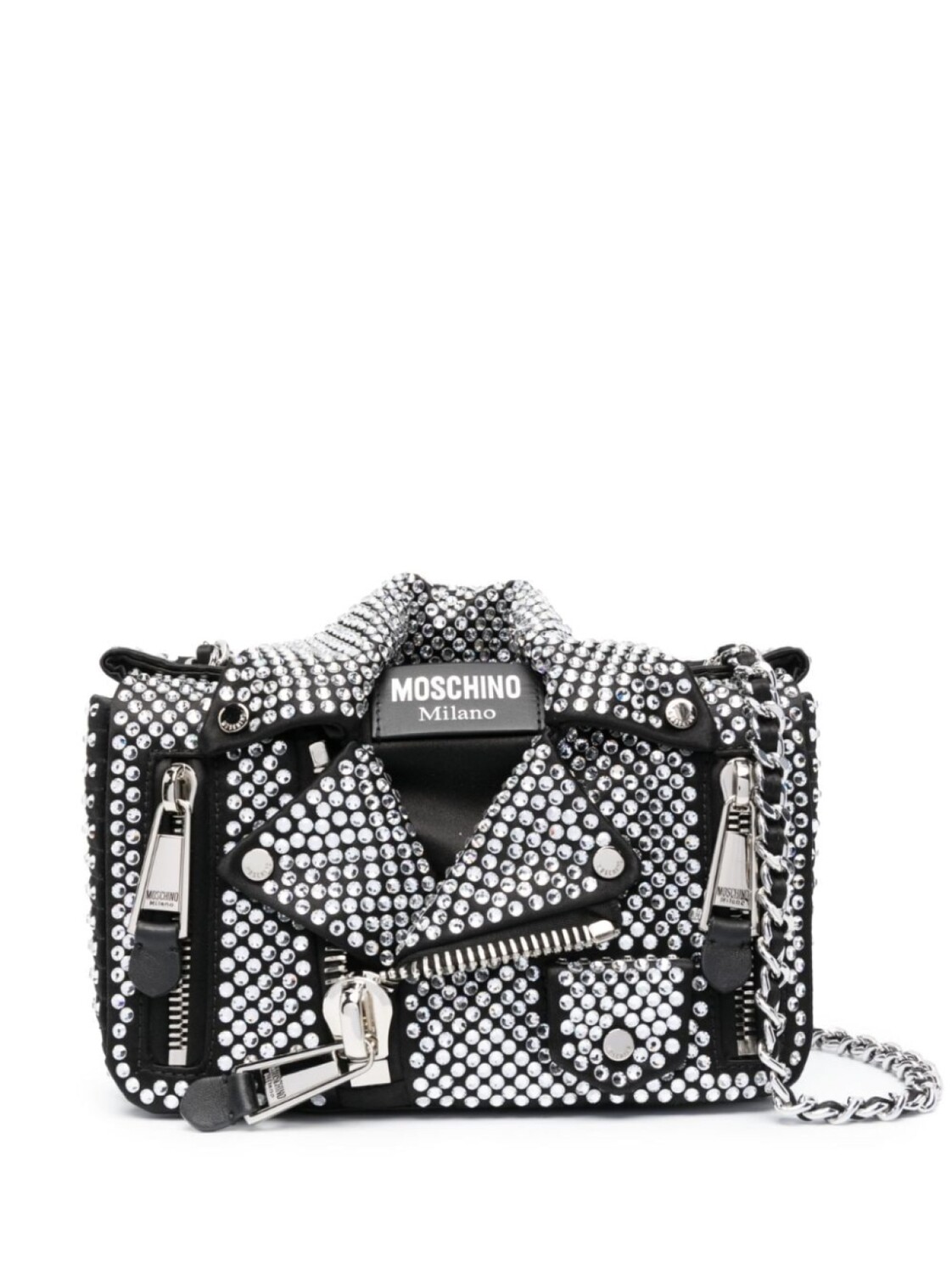 

Moschino сумка через плечо Biker с кристаллами, черный