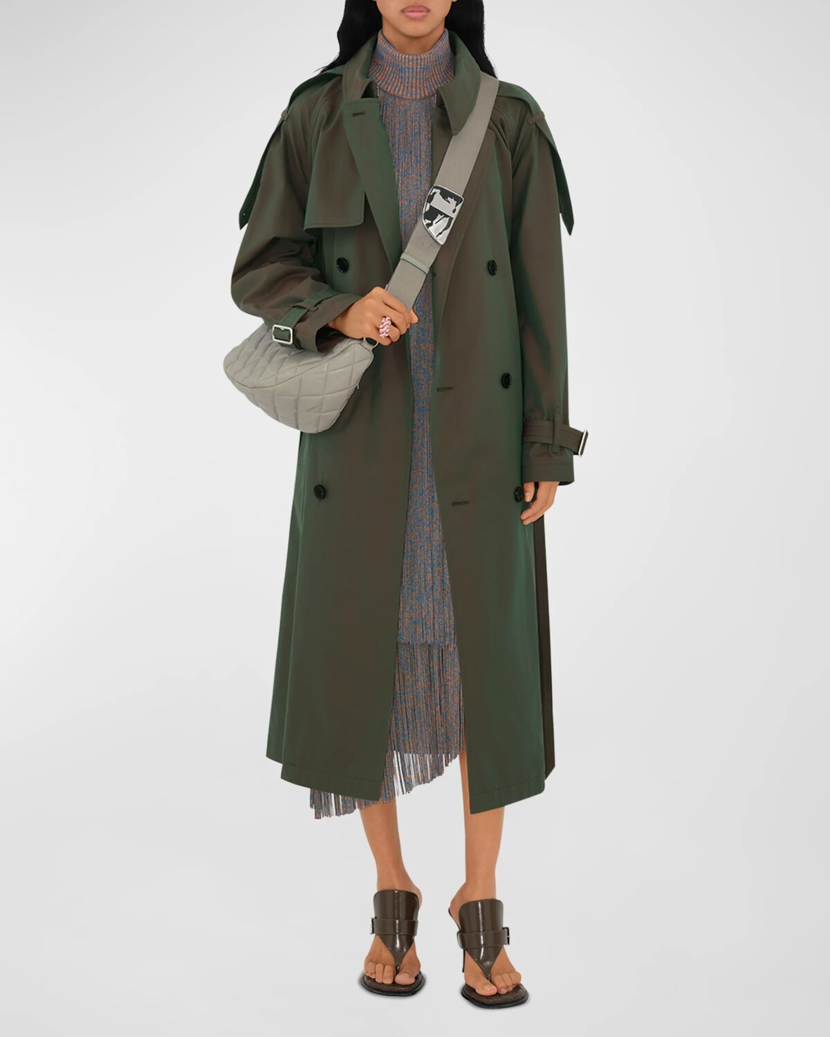 

Переливающийся тренч с поясом Burberry, цвет Antique Green