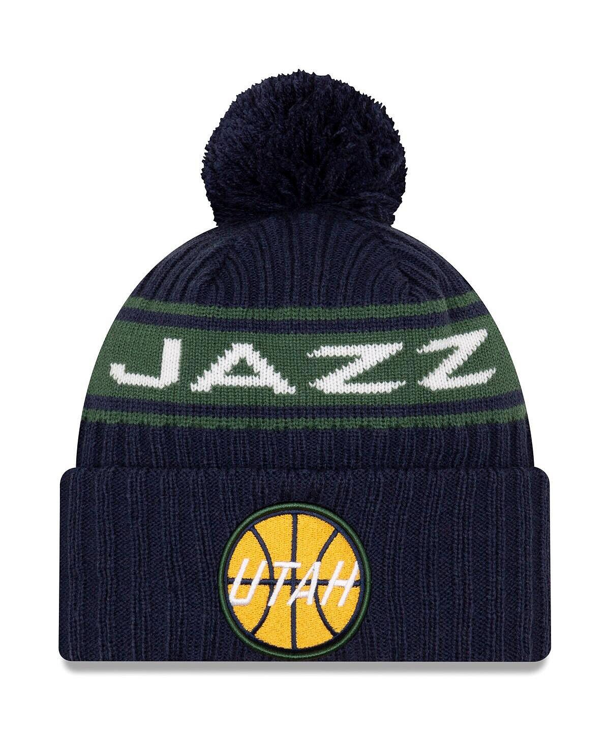 

Мужская темно-синяя вязаная шапка с манжетами и помпоном Utah Jazz 2021 NBA Draft New Era