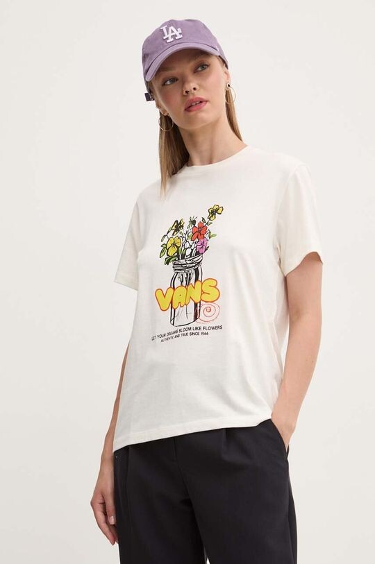 

Хлопковая футболка Vans, бежевый