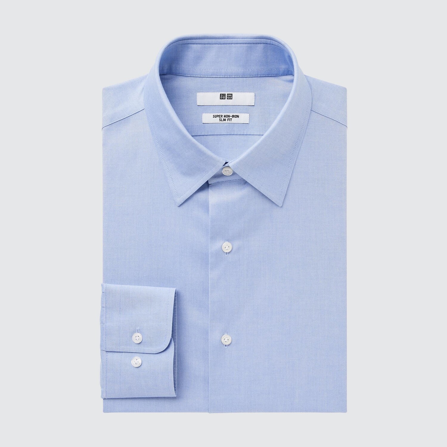 

Рубашка UNIQLO Non-iron узкого кроя, светло-синий