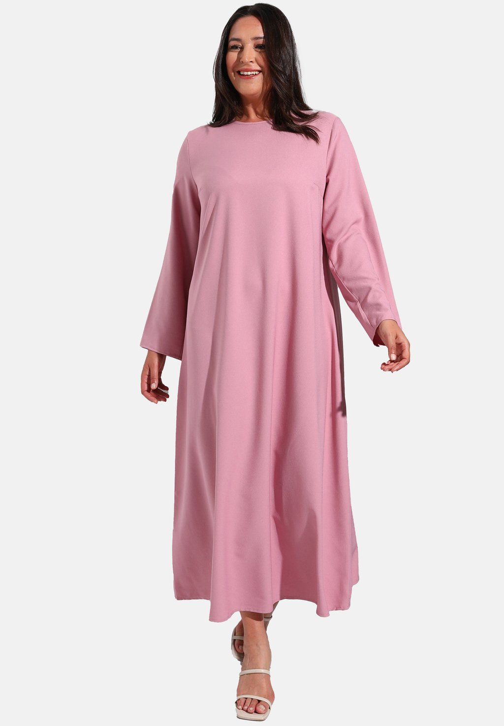 Длинное платье ALIA Modanisa, розовый блузка crew neck plus size alia modanisa розовый