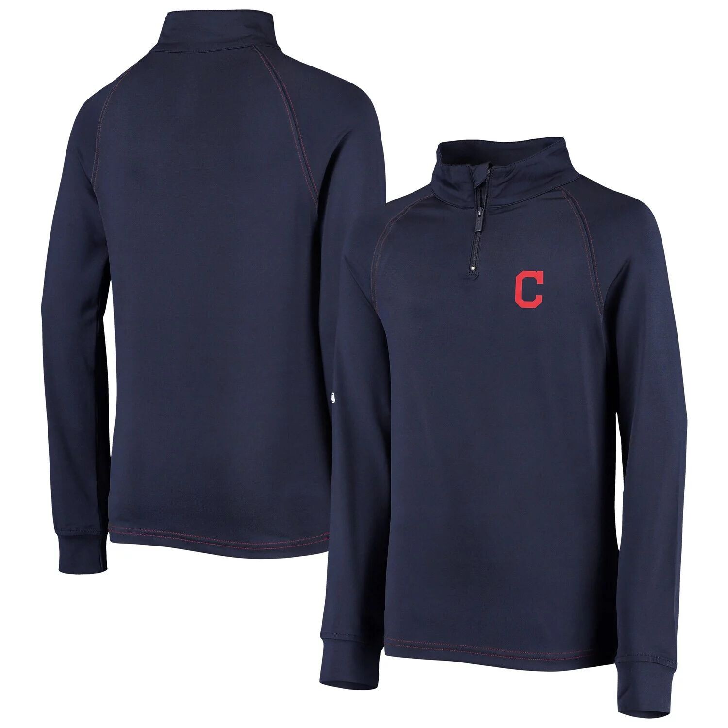 

Темно-синяя куртка Youth Stitches с молнией четверти реглан Cleveland Indians Stitches