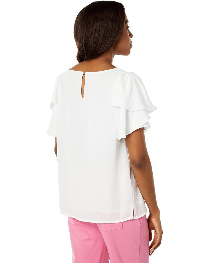 

Блуза Vince Camuto Short Sleeve Tiered Sleeve Crinkle Gauze Blouse, цвет New Ivory