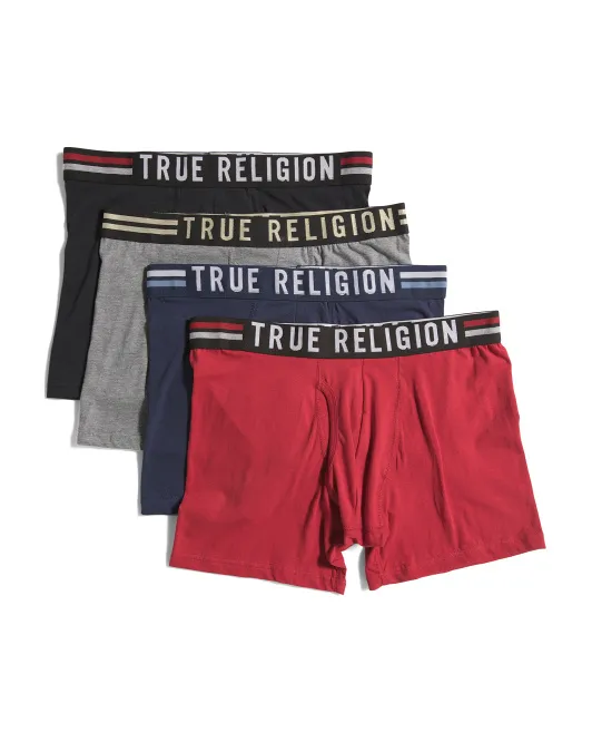

Трусы-боксеры из эластичного хлопка, 4 шт True Religion, цвет Multi