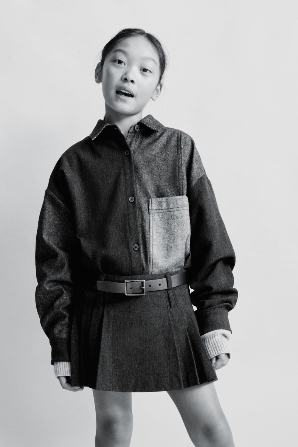 

Рубашка с джинсовым эффектом ZARA, синий/индиго