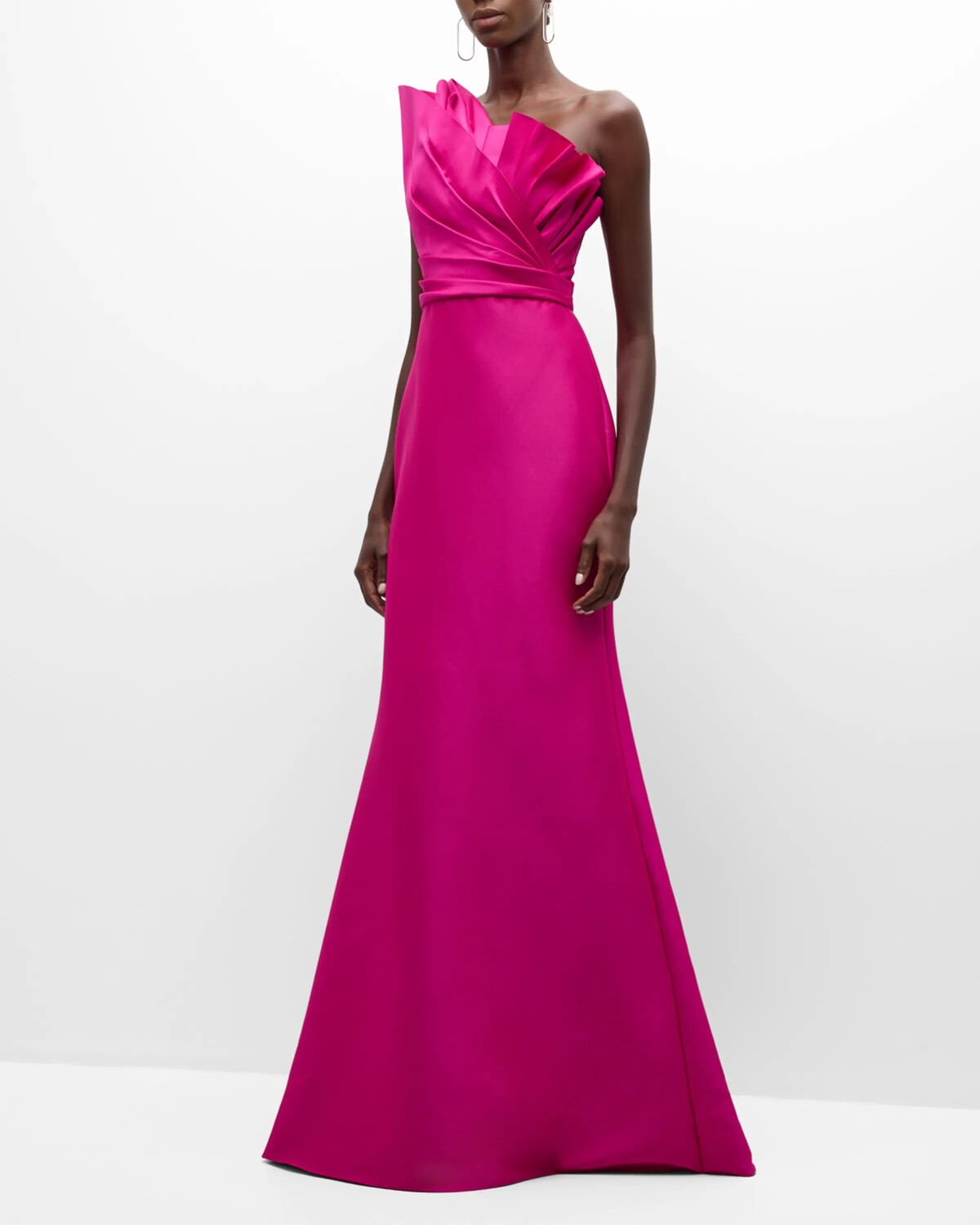 

Плиссированное платье без бретелек Badgley Mischka Collection, цвет Fuchsia
