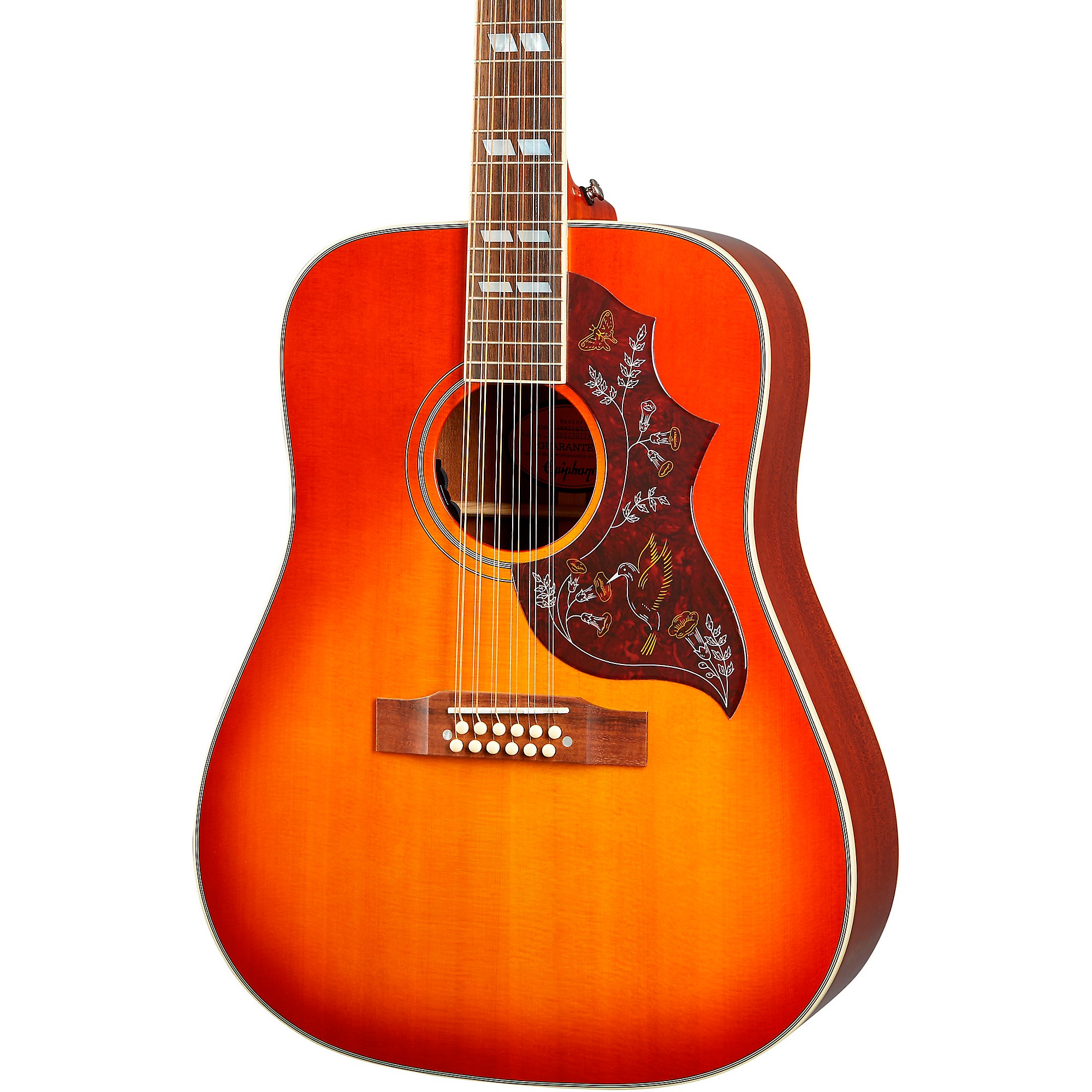 Epiphone, вдохновленный 12-струнной акусто-электрической гитарой Gibson Hummingbird Aged Cherry Sunburst