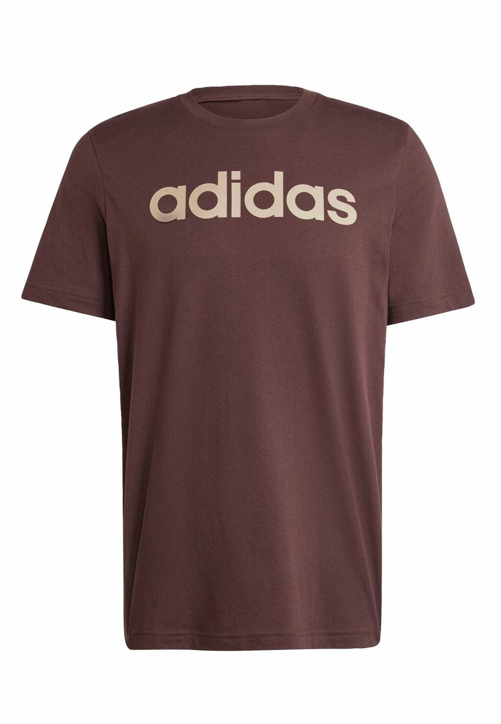 

Футболка с принтом Essentials Single Linear Embroidered Logo adidas Sportswear, темно-коричневый