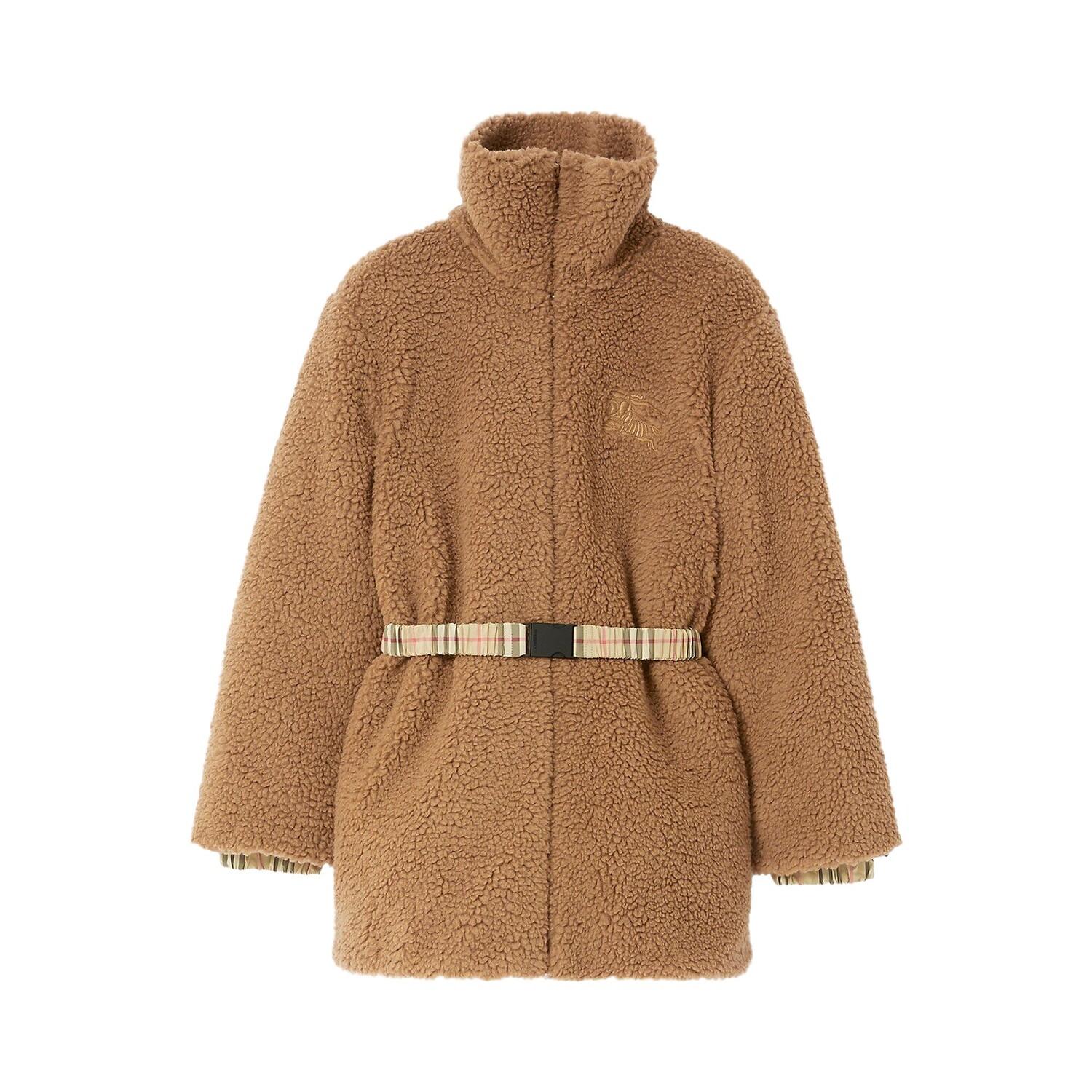 

Флисовое пальто с поясом Burberry, цвет Dusty Caramel