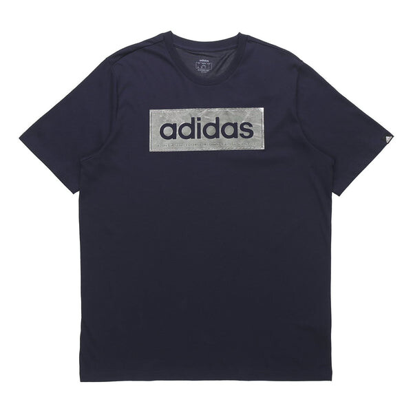 

Футболка m clr slv lg t логотип печать спортивная короткий рукав Adidas, синий