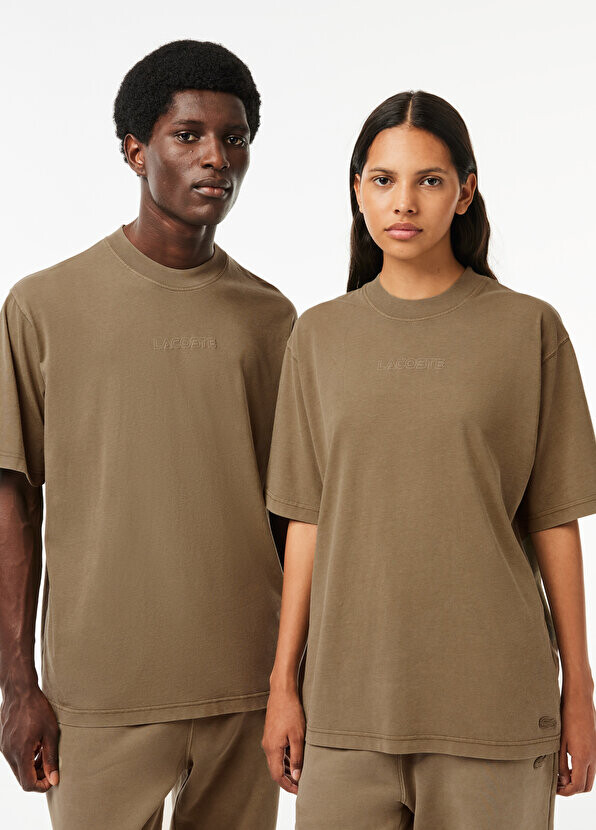 

Свободная футболка neo heritage с круглым вырезом и принтом цвета хаки унисекс Lacoste