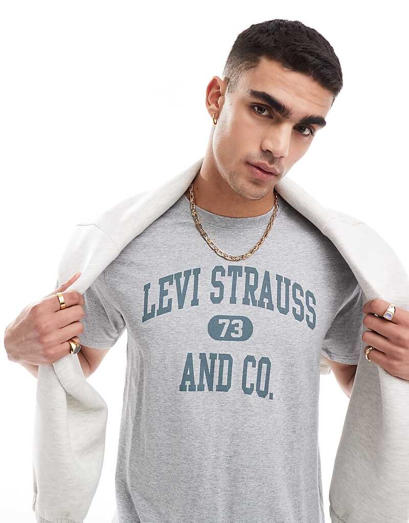 

Серая меланжевая футболка свободного кроя с логотипом Levi's
