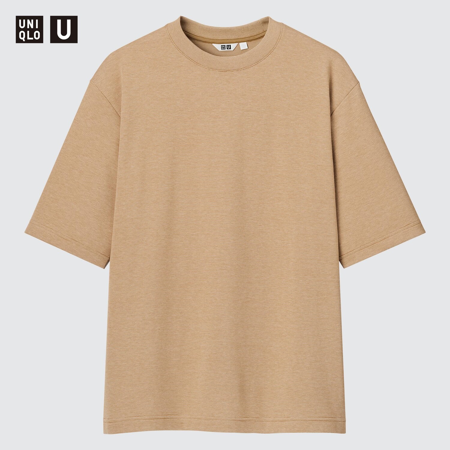 

Футболка оверсайз хлопковая Uniqlo AIRism в полоску, бежевый