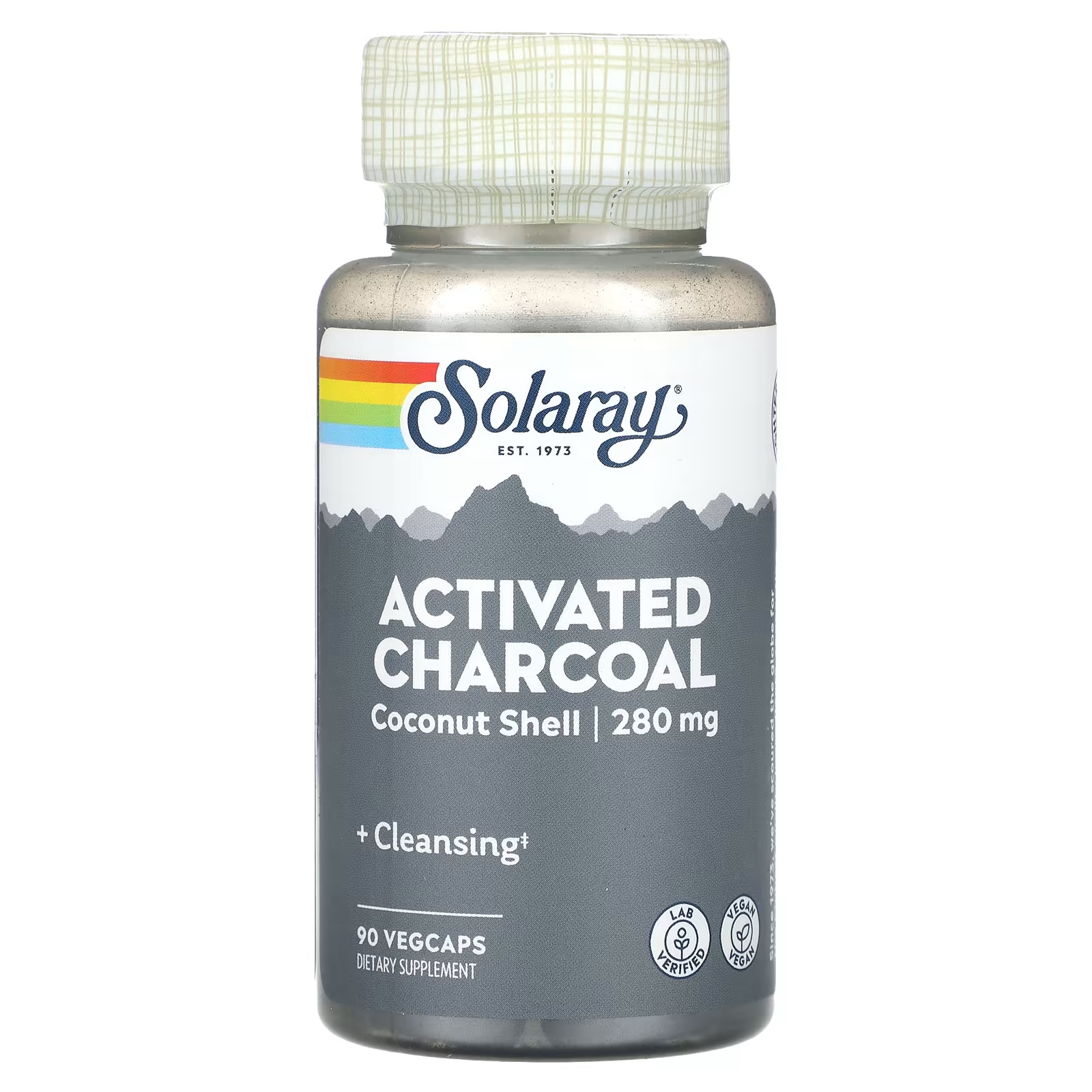 Активированный уголь Solaray 280 мг 90 растительных капсул nature s answer активированный уголь активированный очищенный уголь 280 мг 90 растительных капсул