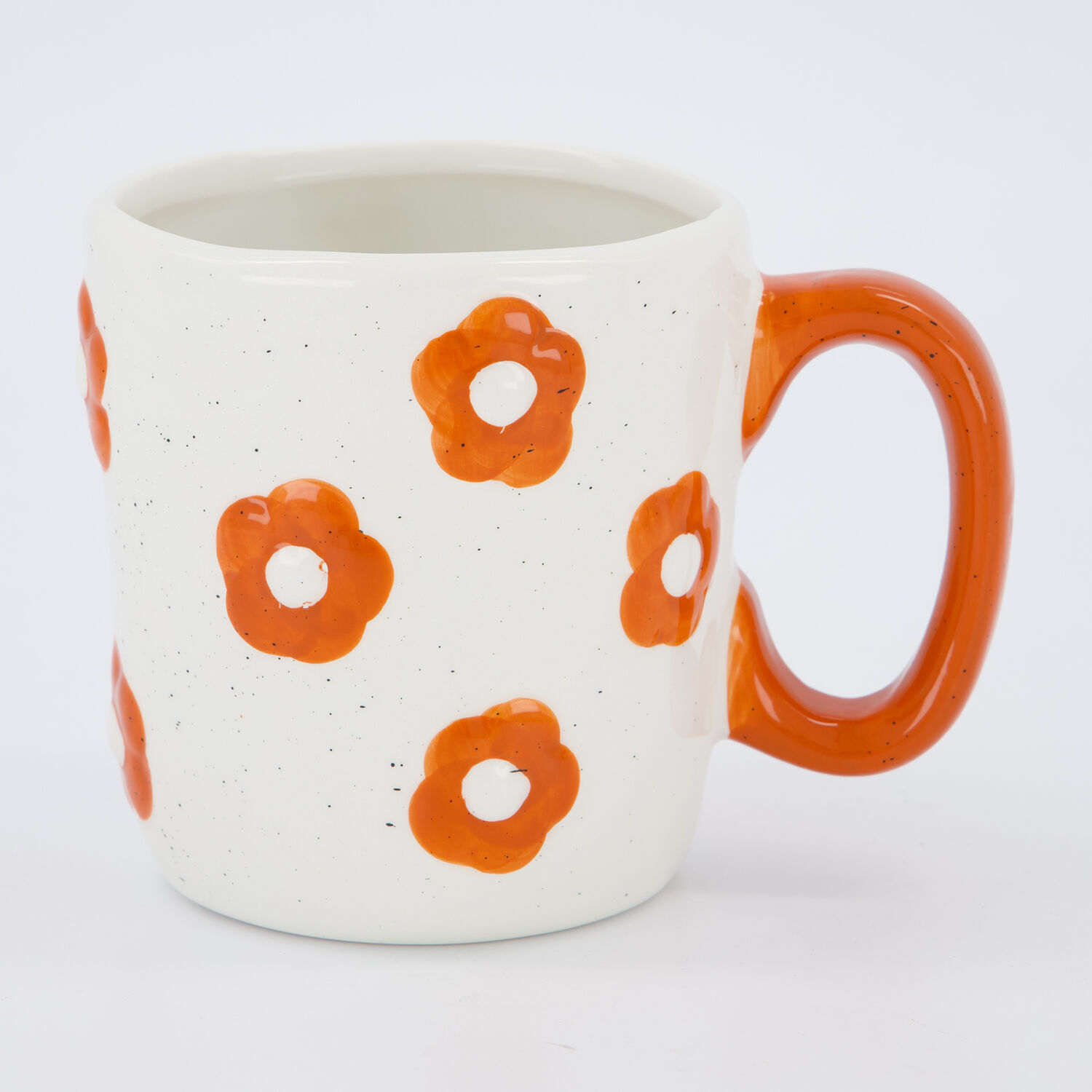 Белая чашка с оранжевым цветочным узором 10см Sunday Morning Ceramics