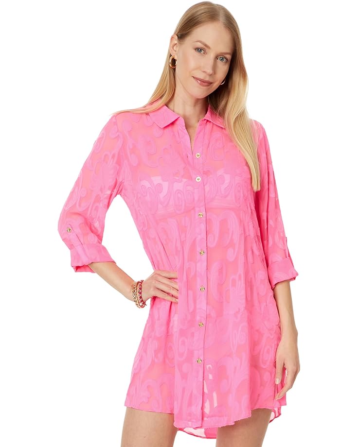 Платье Lilly Pulitzer Natalie Coverup, цвет Roxie Pink Poly Crepe Swirl Clip nafousi roxie manifest dive deeper