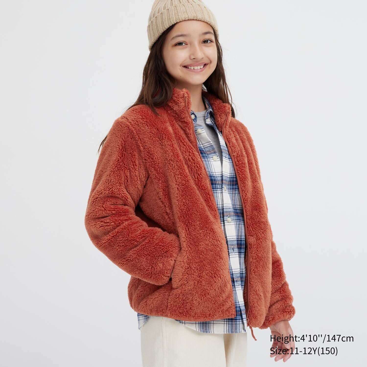 

Детская пушистая флисовая куртка на молнии Uniqlo, оранжевый