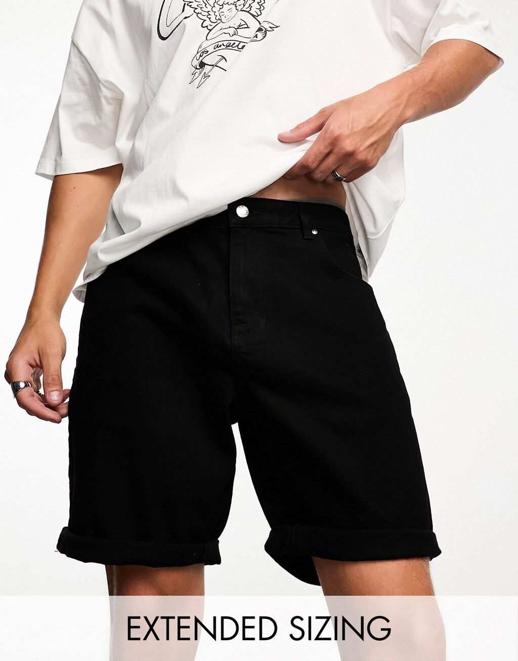 

Черные узкие джинсовые шорты средней длины ASOS DESIGN