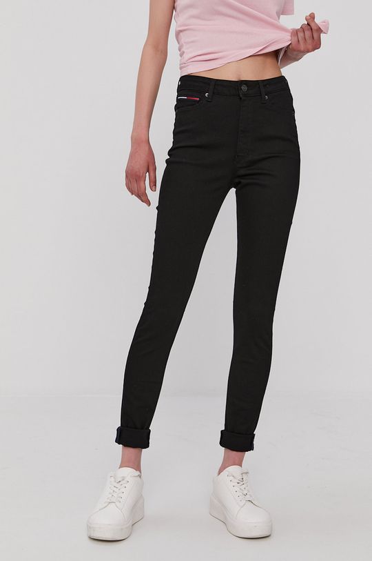 Джинсы Tommy Jeans, черный джинсы mom с высокой талией tommy jeans черный