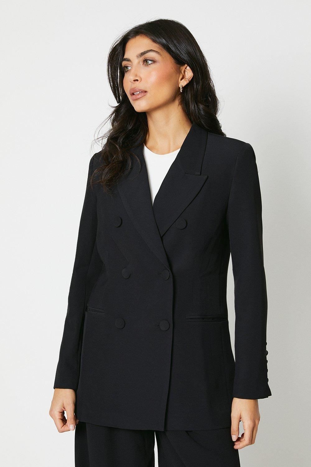 Длинный двубортный пиджак Wallis, черный