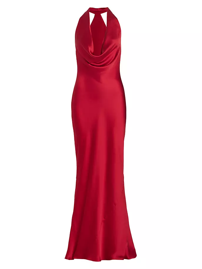Атласное платье с воротником-хомутом Norma Kamali, красный