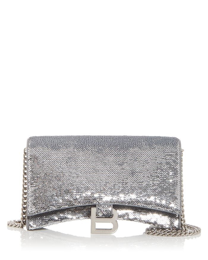

Кошелек Hourglass из кожи с цепочкой и пайетками Balenciaga