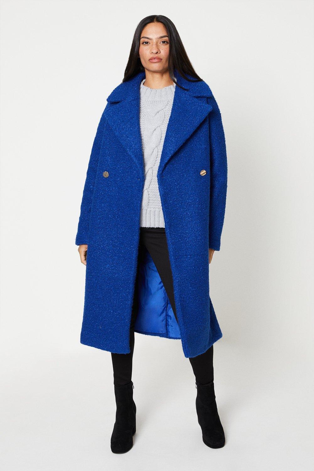 Двубортное пальто из букле Dorothy Perkins, синий