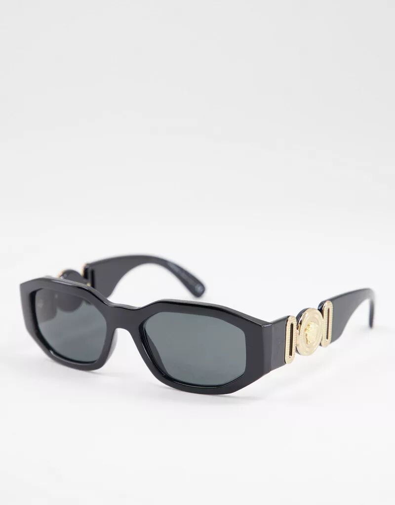 Черные прямоугольные солнцезащитные очки Versace