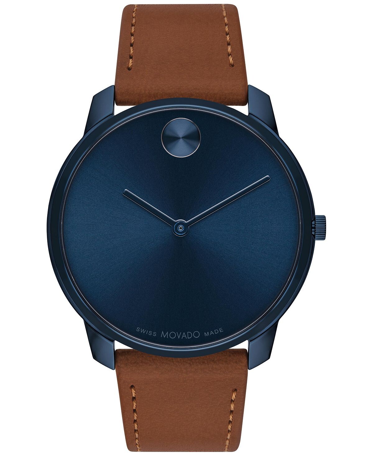 

Мужские швейцарские часы с коричневым кожаным ремешком наппа, 42 мм Movado