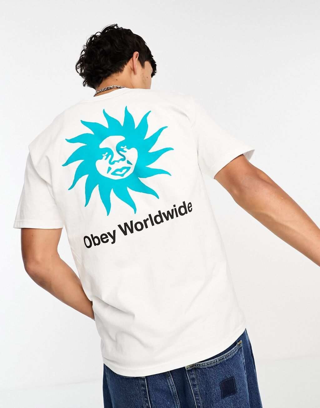 

Белая футболка со спиральным принтом на спине Obey, Белый