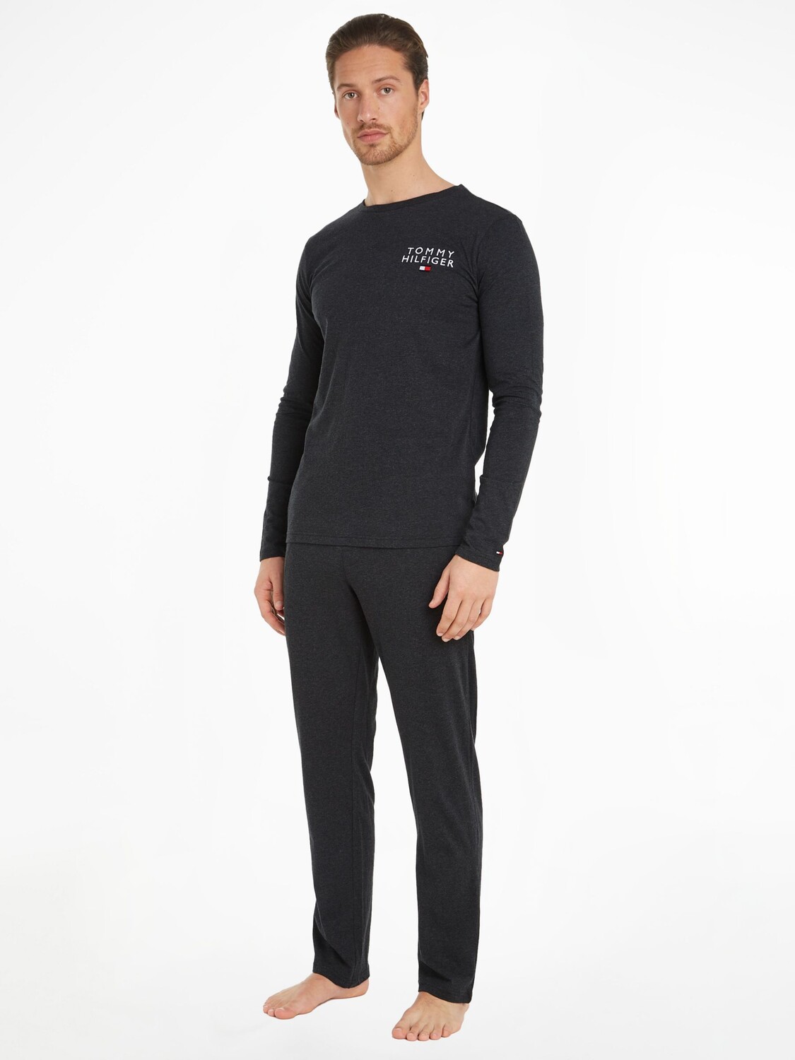 

Оригинальный пижамный комплект из джерси с длинными рукавами Tommy Hilfiger, темно-серый