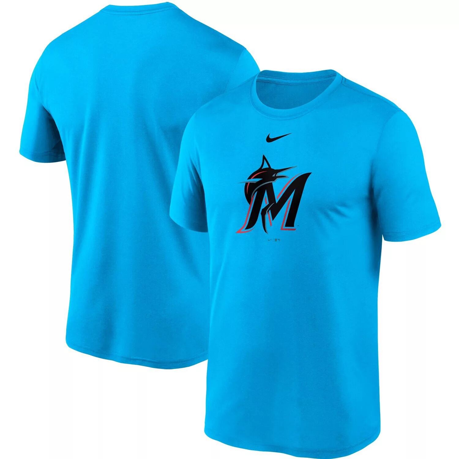 

Мужская синяя футболка с большим логотипом Miami Marlins Legend Performance Nike, Синий