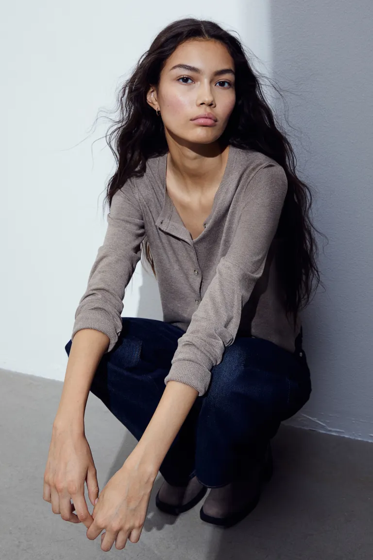 

Кардиган тонкой вязки H&M, бежевый