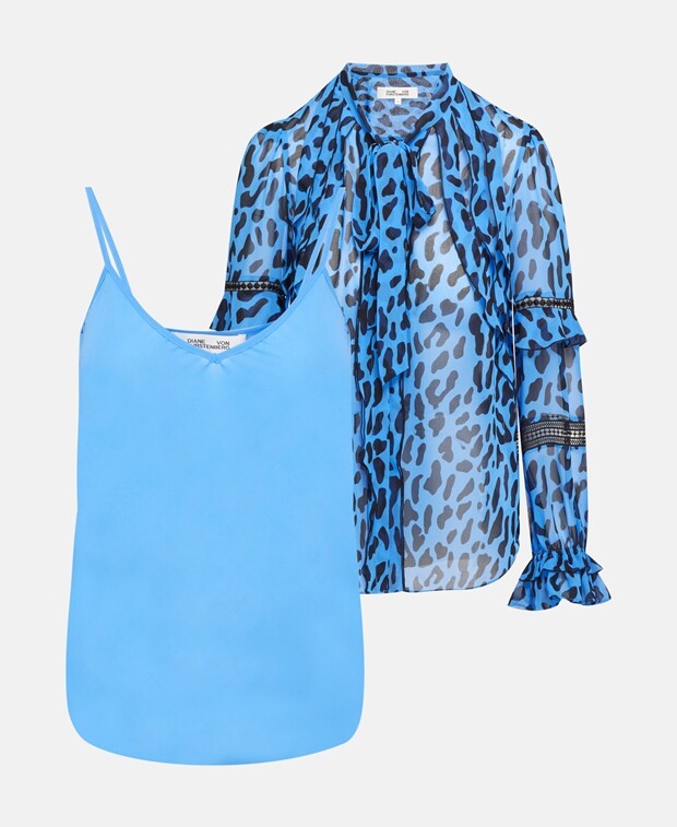 

Элегантная блузка Diane von Furstenberg, светло-синий