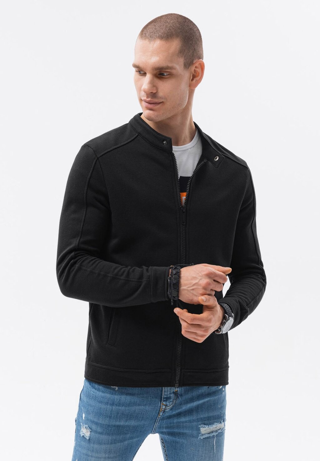 

Толстовка на молнии Zippered Без Капюшона Ombre, черный