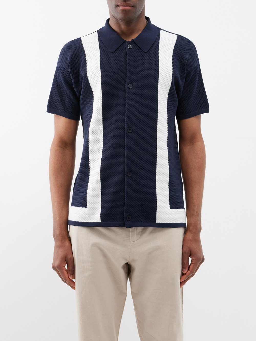 Двухцветная хлопковая рубашка-поло barretos Frescobol Carioca, синий рубашка поло в белой оправе veilance