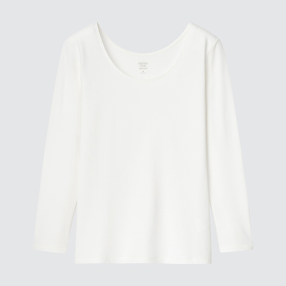 

Женская футболка Uniqlo Duo Shu Nuan HEATTECH с круглым вырезом, жемчужно-белый