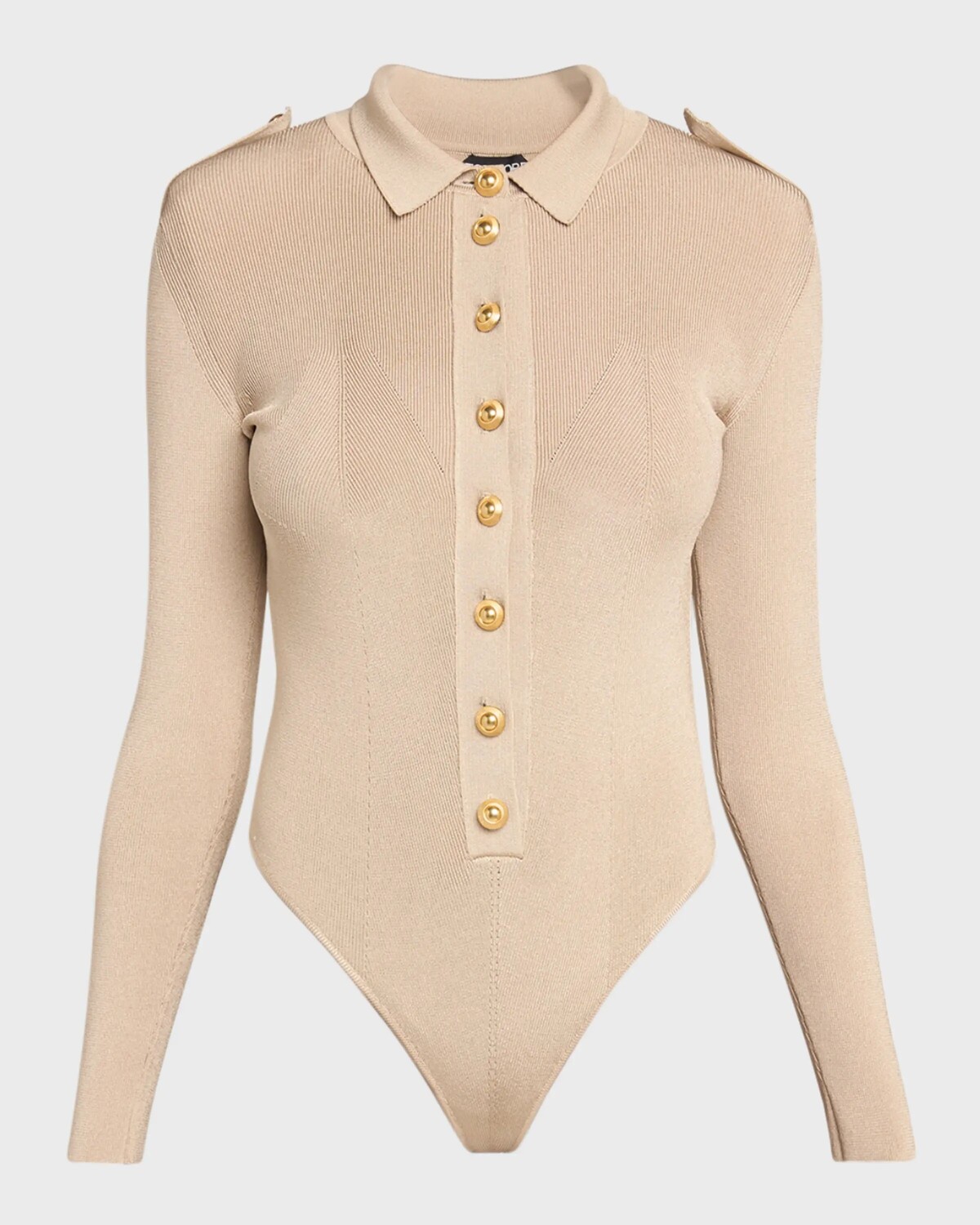 

Боди-поло на пуговицах спереди Tom Ford, цвет Soft Beige