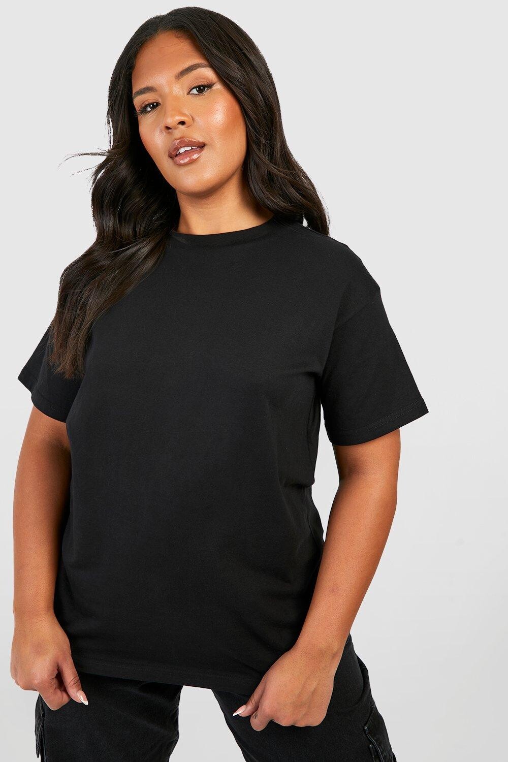 

Базовая хлопковая футболка plus с круглым вырезом Boohoo, черный
