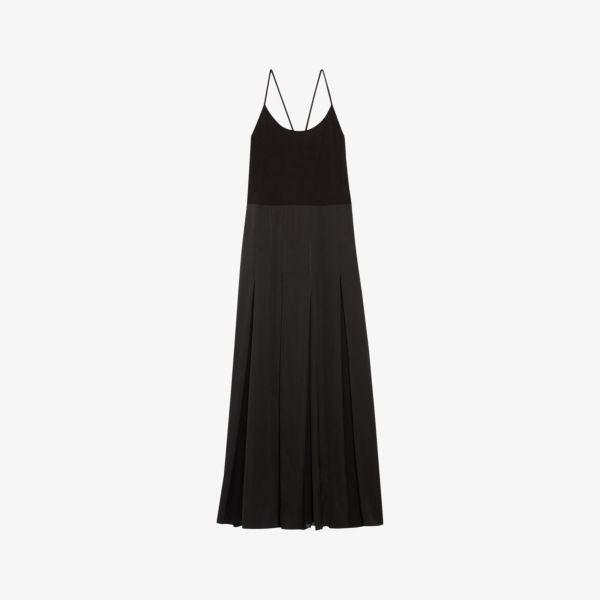 Плиссированное платье миди с перекрестными бретелями Claudie Pierlot, цвет noir / gris