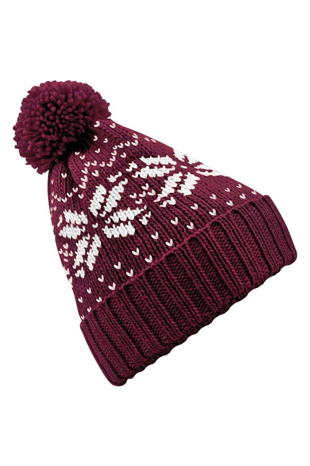 Зимняя шапка-бини Fair Isle Snowstar Beechfield, красный