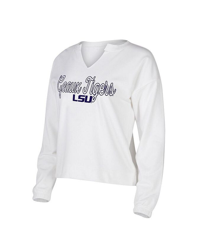 

Женская белая футболка LSU Tigers Sienna Notch Neck с длинными рукавами Concepts Sport, белый