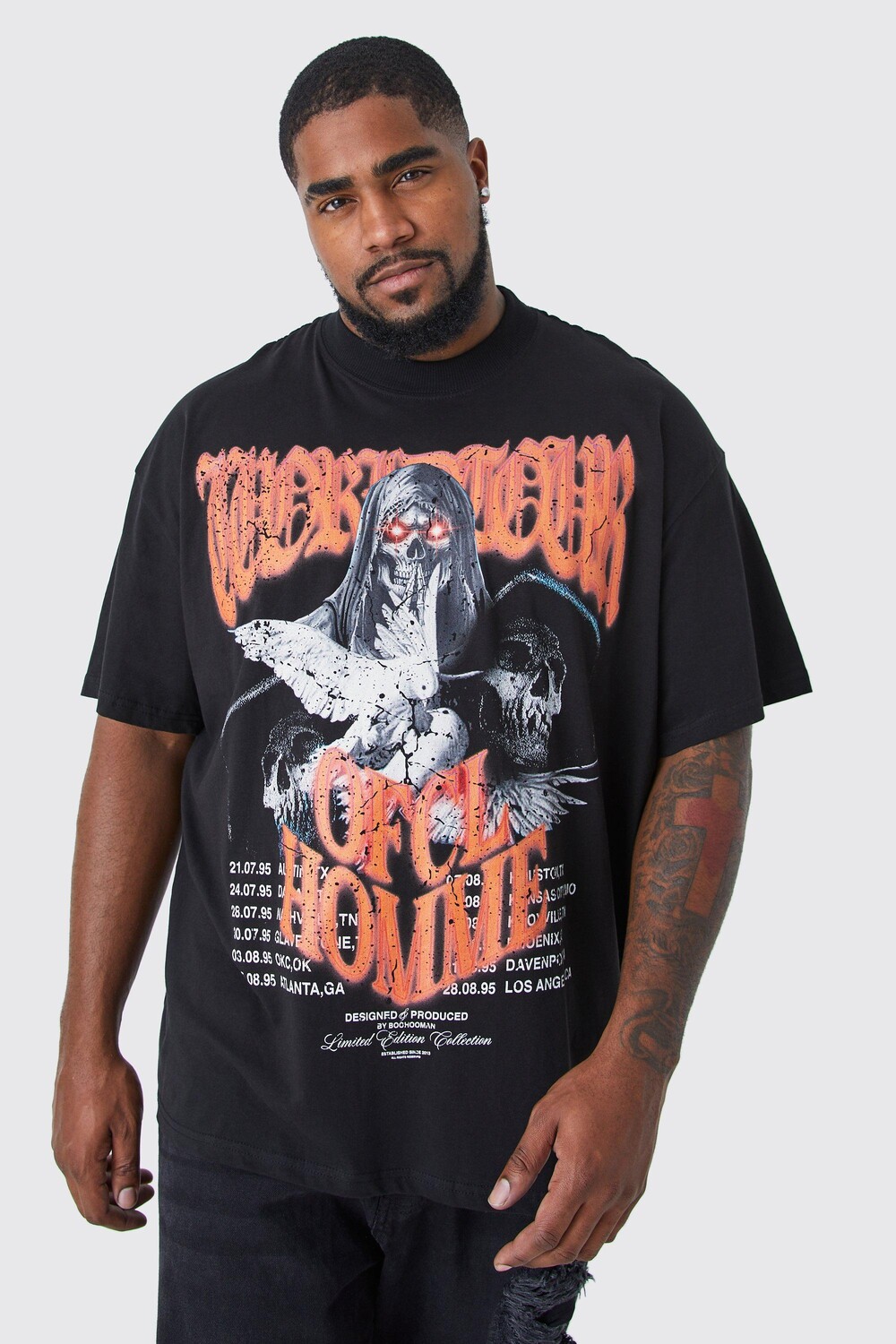 

оверсайзовая футболка grim reeper worldwide Boohoo, черный